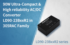 90W Ultra-Compact & High reliability AC/DC Converter LD90-23BxxR2 in 305RAC Family