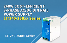 240W Cost-efficient 3-phase AC/DC DIN rail Power Supply - LIT240-26Bxx Series