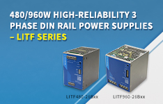 480/960W High-reliability 3-Phase DIN rail Power Supplies – LITF Series