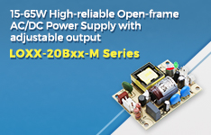 15-65W High-reliable Open-frame AC/DC Power Supply with adjustable output - LOXX-20Bxx-M Series