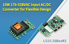 15W 176-528VAC Input AC/DC Converter for Flexible Design - LS15-26BxxR3 Series