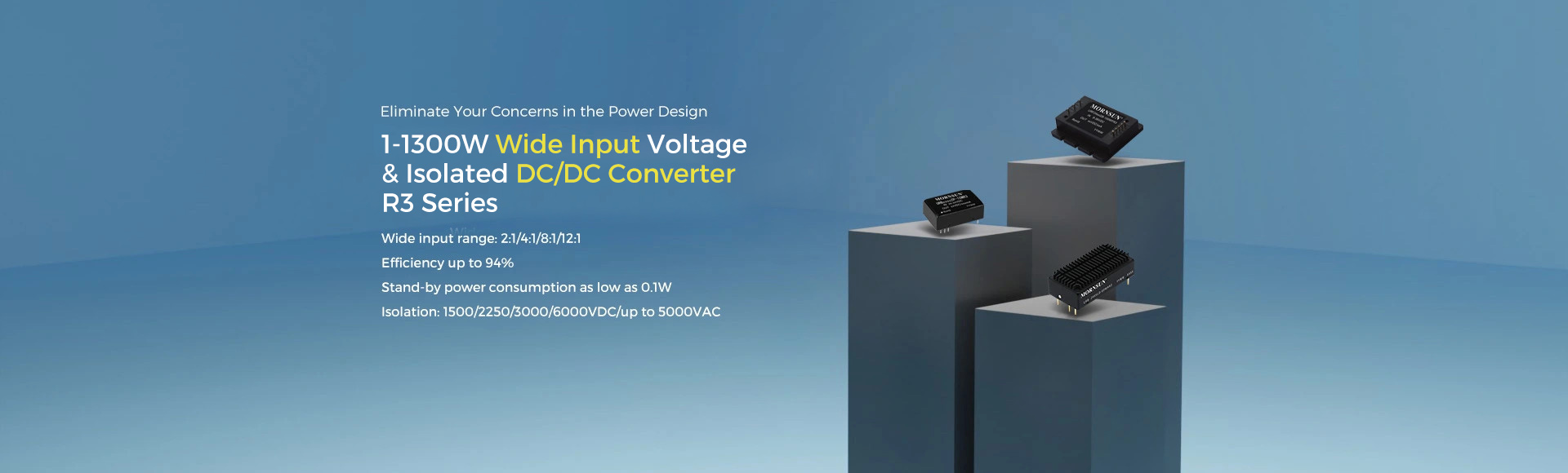 1-1300W Wide Input Voltage & Isolated DC/DC Converter R3 Series