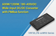 600W/1200W, 180-435VDC Wide-Input DC/DC Converter with PMBus function - VRF3D_FB-xxWR3 Series