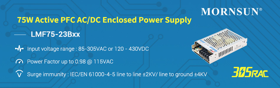 MORNSUN 305V 305RAC PFC 75W AC/DC enclosed switching mode power supply LMF75-23Bxx.jpg