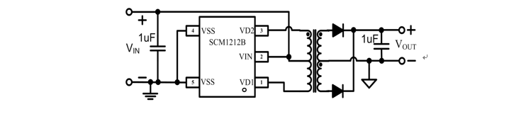 Typical circuit of SCM1212BTA (example for 5V input and 5V/0.2A output).png