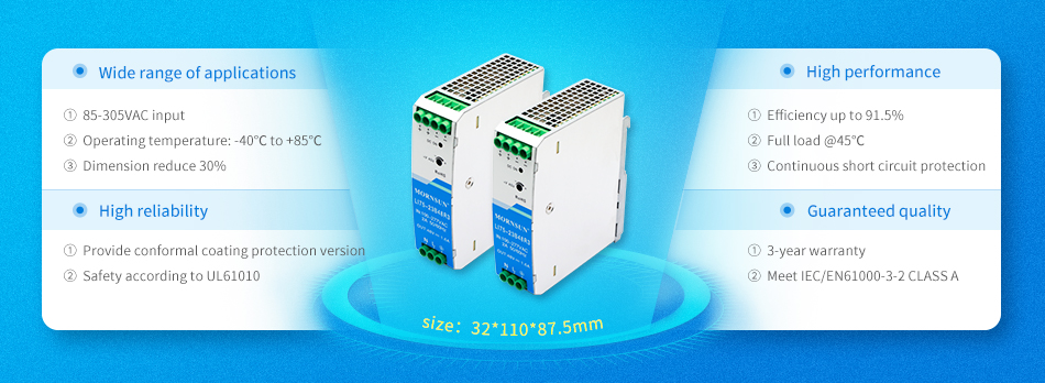 Smaller with better performance, AC/DC DIN rail Power Supply in metal case - LI75/120-23BxxR3.jpg