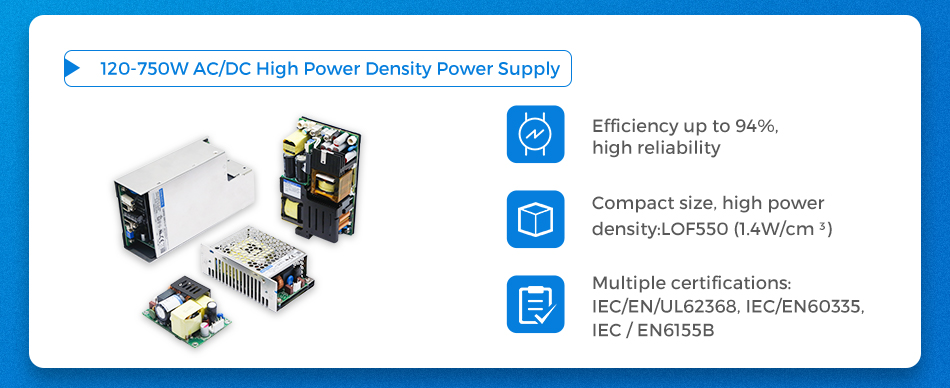 120-750W AC/DC high power density power supply LOF series
