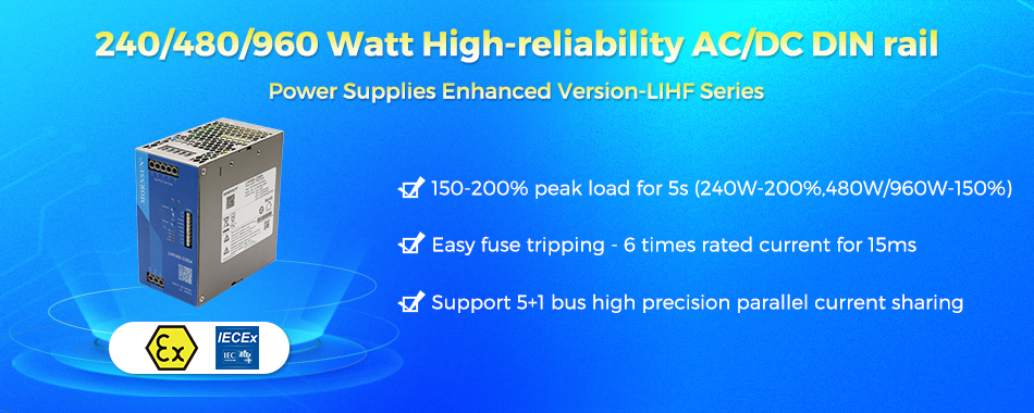 MORNSUN ACDC DINRAIL power supplyEnhanced high-reliability LIHF series