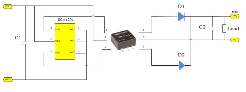 MORNSUN Automotive Compact Size High Isolation Transformer -TSHT5.8-01