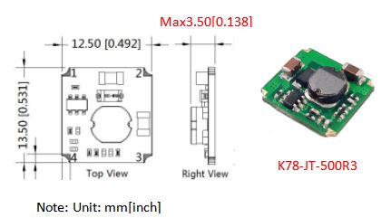 Ultra-thin Open Frame Non-isolated DC-DC Converter K78_JT-500R3 Series