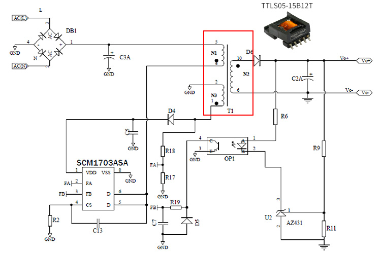 Application of AC/DC Isolated SMD Transformer-TTLS05-15B12T